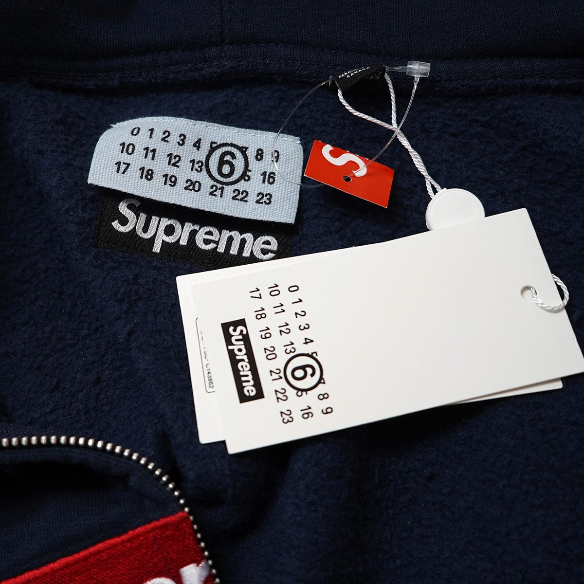 Supreme×MM6 Maison Margiela 26SS MM6 Maison Margiela Box Logo Zip Up Hooded Sweatshirtペイント加工 ボックスロゴ ジップアップ フーデットスウェットシャツ パーカー 古着・中古-6枚目のアイテム画像