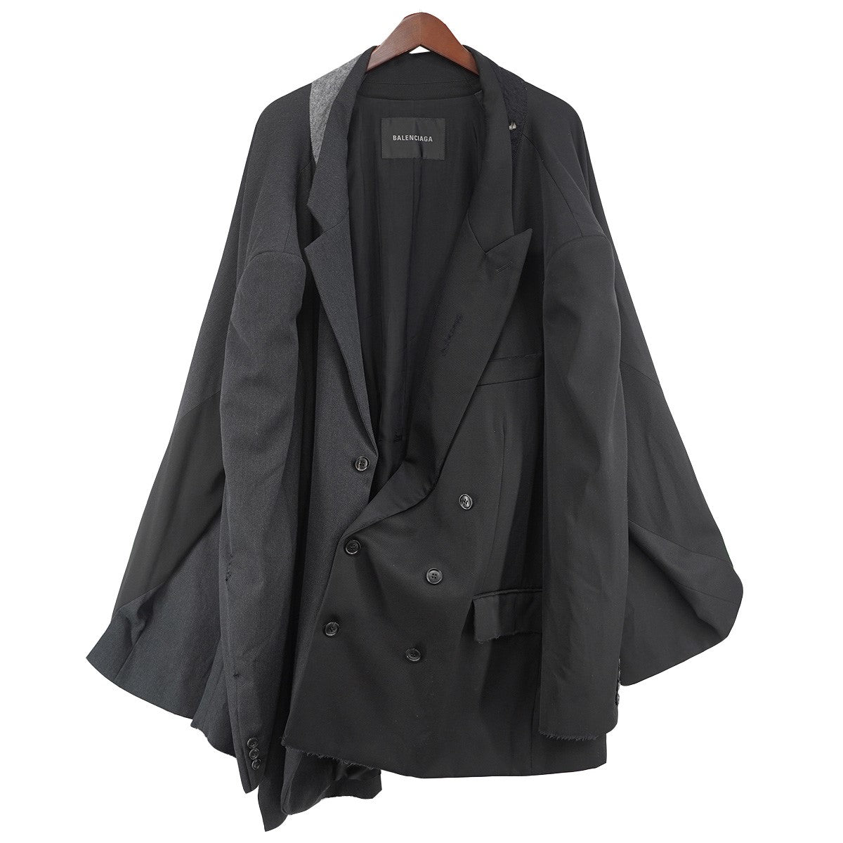 BALENCIAGA 24SS デムナ期 Distressed Double Sleeve Tailored Jacket オーバーサイズデストロイ ダメージ加工 ダブルスリーブ ドッキング 再構築テーラードジャケット 古着・中古-1枚目のアイテム画像