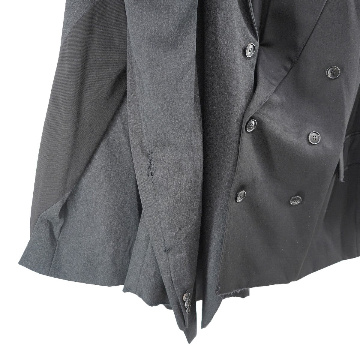 BALENCIAGA 24SS デムナ期 Distressed Double Sleeve Tailored Jacket オーバーサイズデストロイ ダメージ加工 ダブルスリーブ ドッキング 再構築テーラードジャケット 古着・中古-4枚目のアイテム画像
