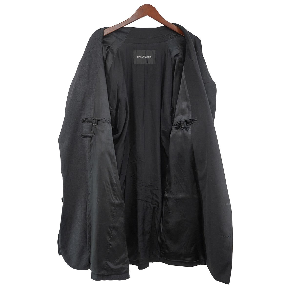 BALENCIAGA 24SS デムナ期 Distressed Double Sleeve Tailored Jacket オーバーサイズデストロイ ダメージ加工 ダブルスリーブ ドッキング 再構築テーラードジャケット 古着・中古-6枚目のアイテム画像