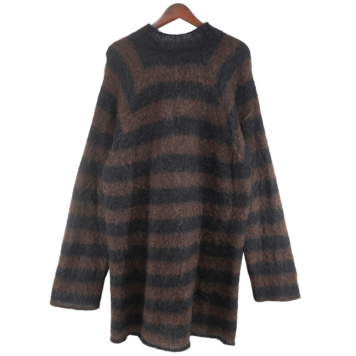 UNDERCOVER 25AW MOHAIR KNIT BORDER SWEATER DESCRIPTIONウール混 モヘア ハイネック ニット プルオーバー ボーダー セーター 古着・中古-2枚目のアイテム画像