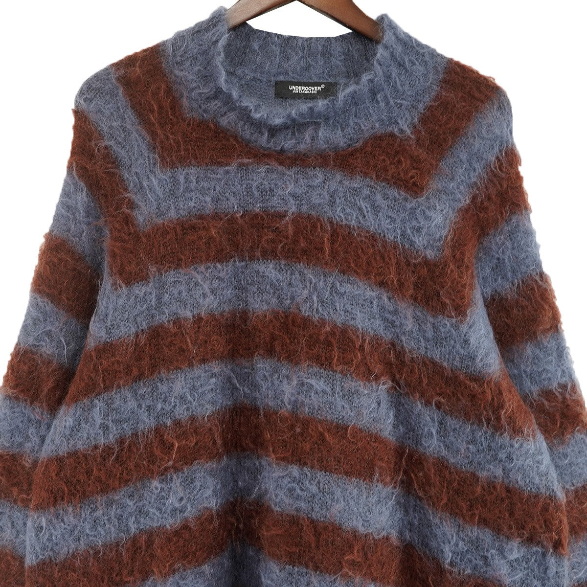 UNDERCOVER 25AW MOHAIR KNIT ／ BORDER SWEATER DESCRIPTIONウール混 モヘア ハイネック ニット プルオーバー ボーダー セーター 古着・中古-2枚目のアイテム画像