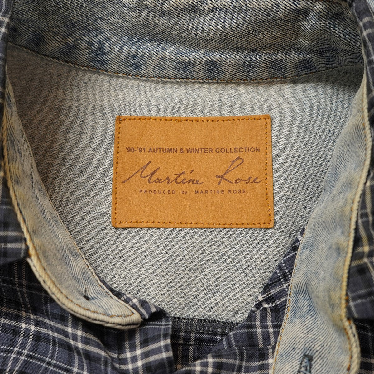 19SS Hybrid Denim Shirtヴィンテージ Vintage 加工 ハイブリッド 切替 デニム チェック シャツ