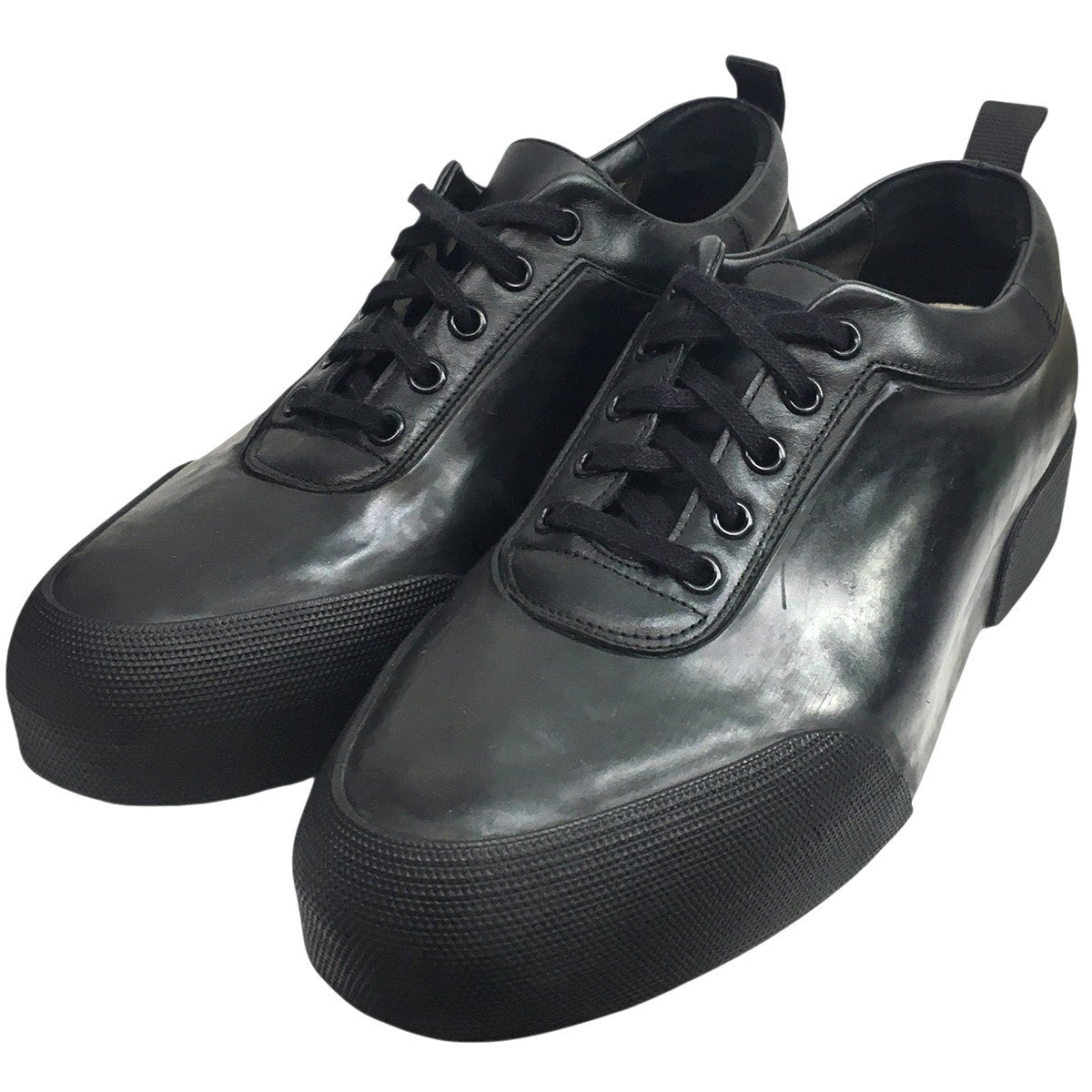 21AW Rubberized Leather Sneakersラバーコーティング 加工 レザー スニーカー シューズ 靴