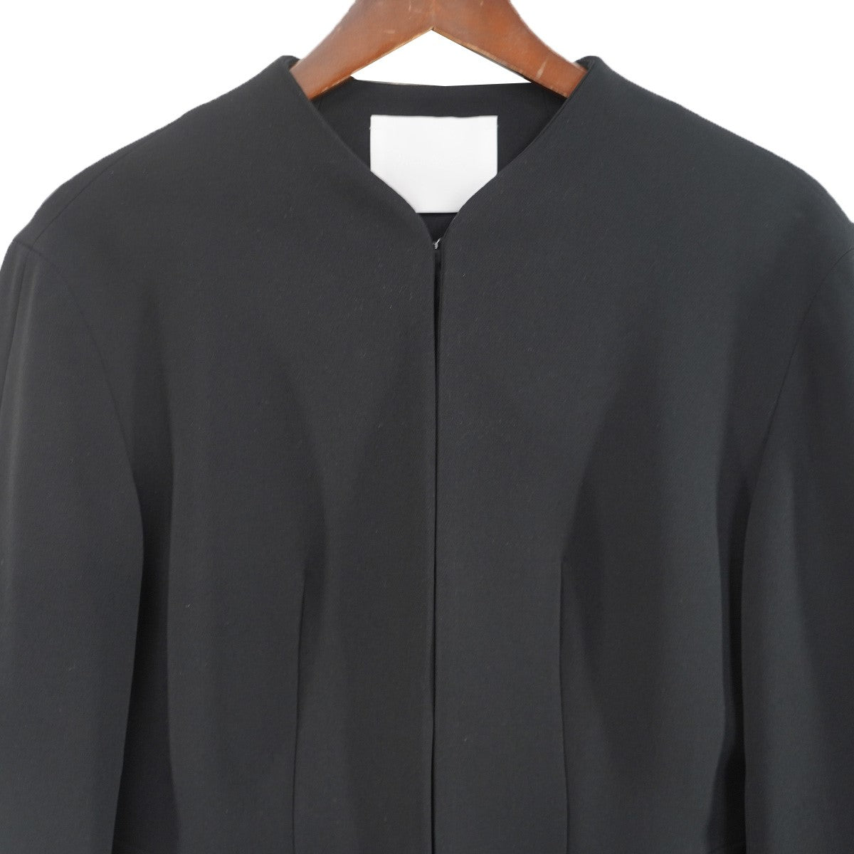 mame kurogouchi 24SS Triacetate Polyester Collarless Jacketフックボタン カラーレス ノーカラー ジャケット 古着・中古-4枚目のアイテム画像