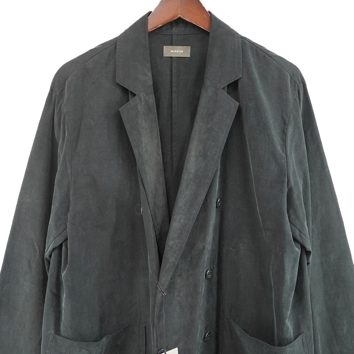 21SS CUPRO COTTON DOUBLE JACKET BLACK製品洗い加工 薄手 ダブルブレスト ジャケット