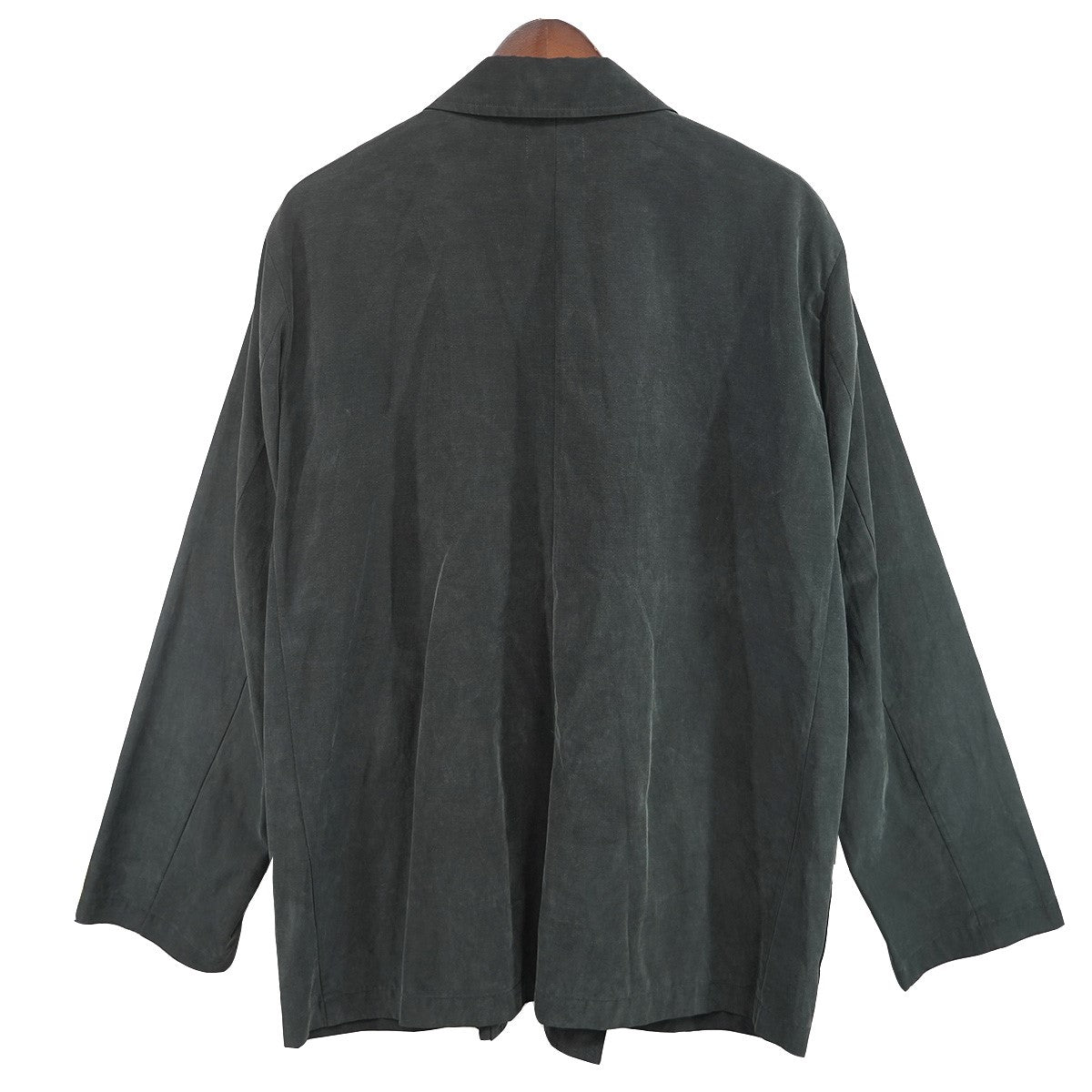 21SS CUPRO COTTON DOUBLE JACKET BLACK製品洗い加工 薄手 ダブルブレスト ジャケット