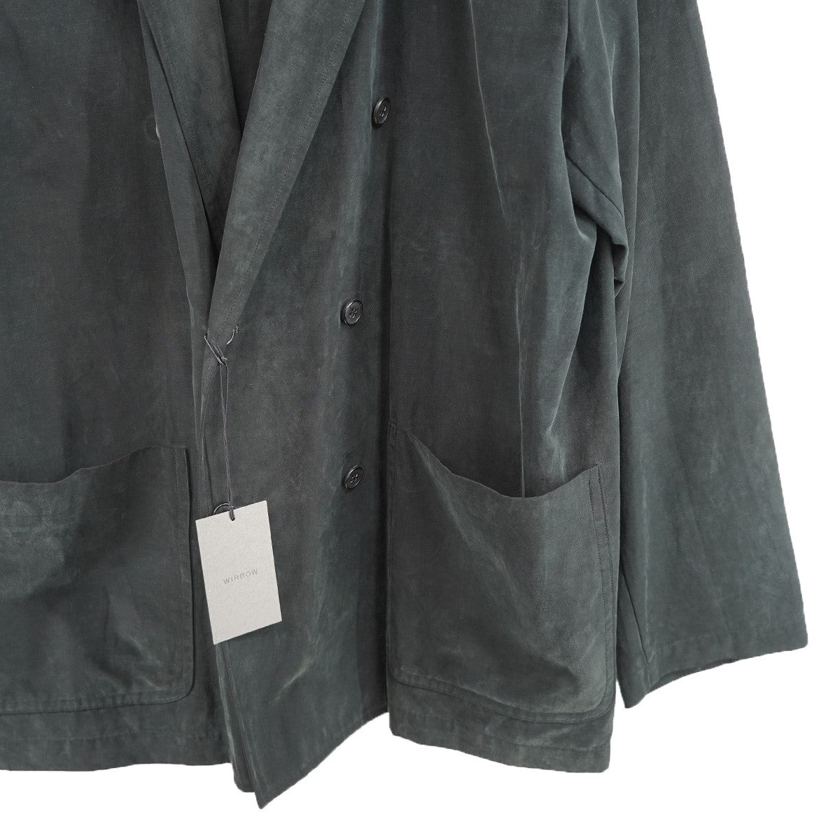 21SS CUPRO COTTON DOUBLE JACKET BLACK製品洗い加工 薄手 ダブルブレスト ジャケット