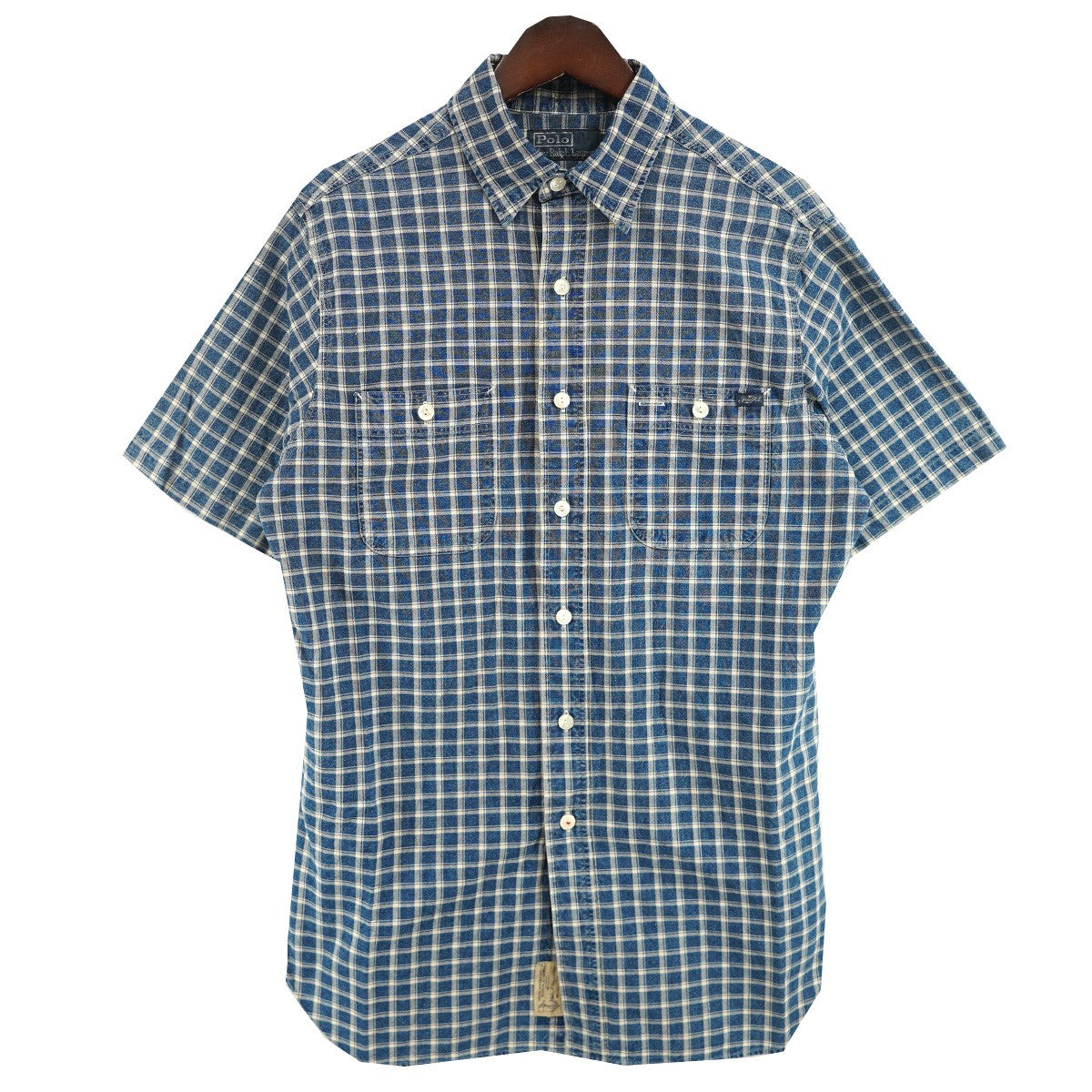 POLO RALPH LAUREN S／S Indigo Plaid Check Shirts半袖 チェック シャツ 古着・中古-1枚目のアイテム画像