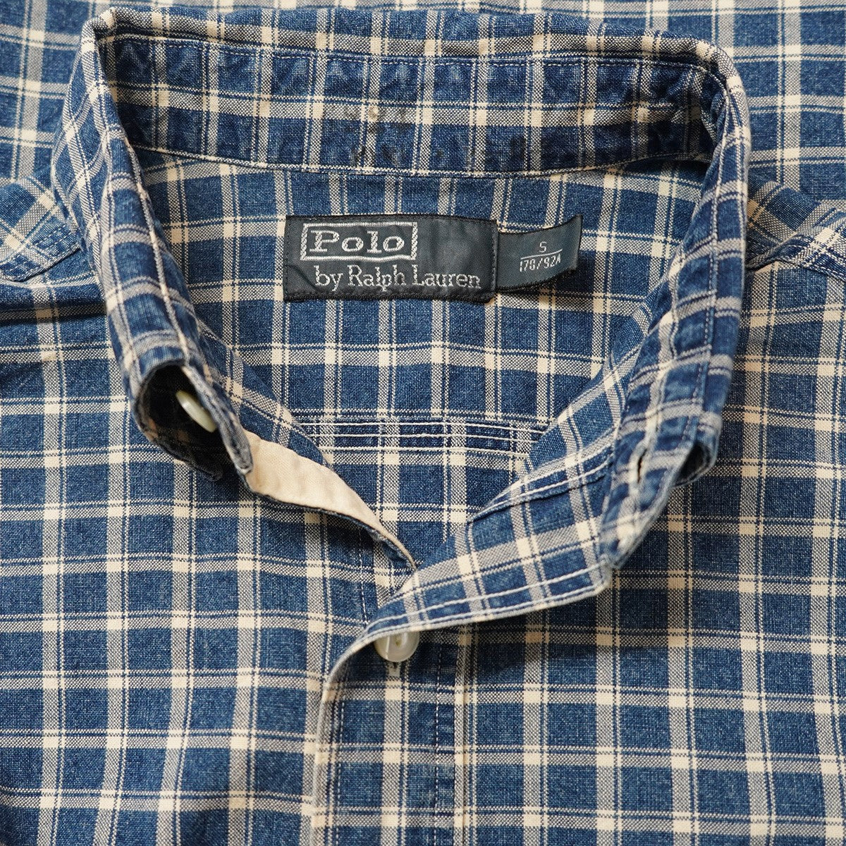 POLO RALPH LAUREN S／S Indigo Plaid Check Shirts半袖 チェック シャツ 古着・中古-4枚目のアイテム画像