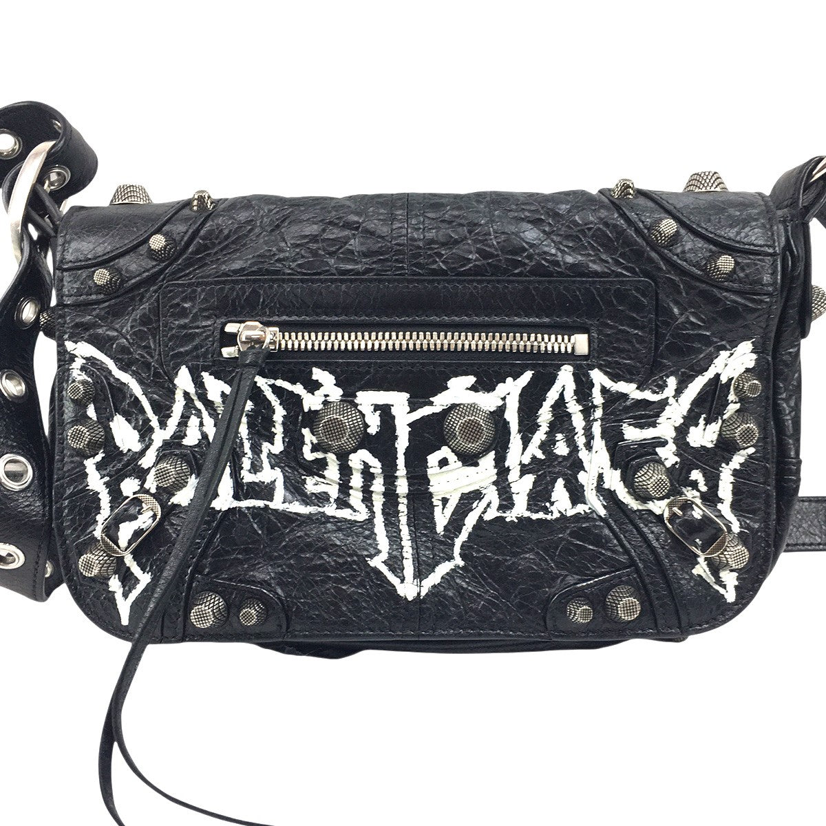 BALENCIAGA Le Cagole XS Flap Bag DIY Metalメタル ロゴ ル カゴール XS フラップバッグ レザー ショルダー スタッズ 鞄 古着・中古-2枚目のアイテム画像