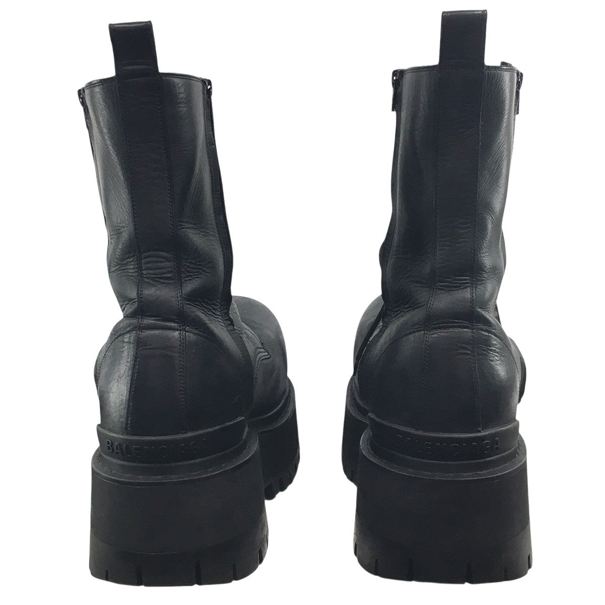 BALENCIAGA 25SS Giant Lace-up Boots 80MM ジャイアント レースアップBBロゴ ダブルサイドジップ レザー ボリュームソール ブーツ シューズ 靴 古着・中古-4枚目のアイテム画像