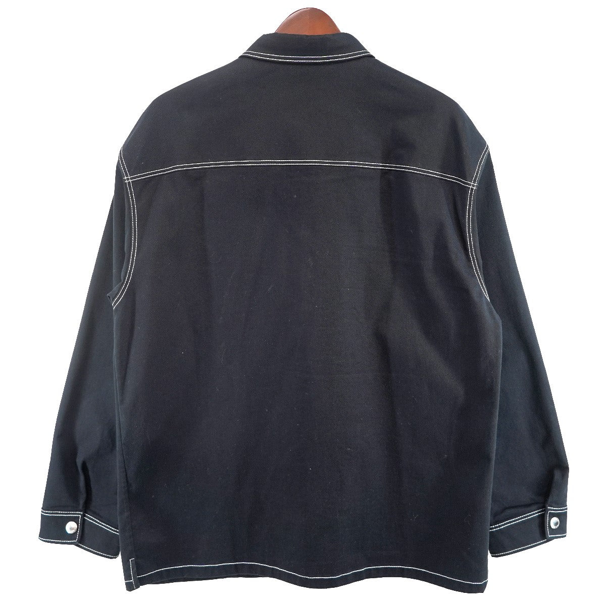 PRADA 23AW Stretch cotton shirtトライアングルプレート ロゴ コットン ギャバジン オーバーシャツ 古着・中古-4枚目のアイテム画像