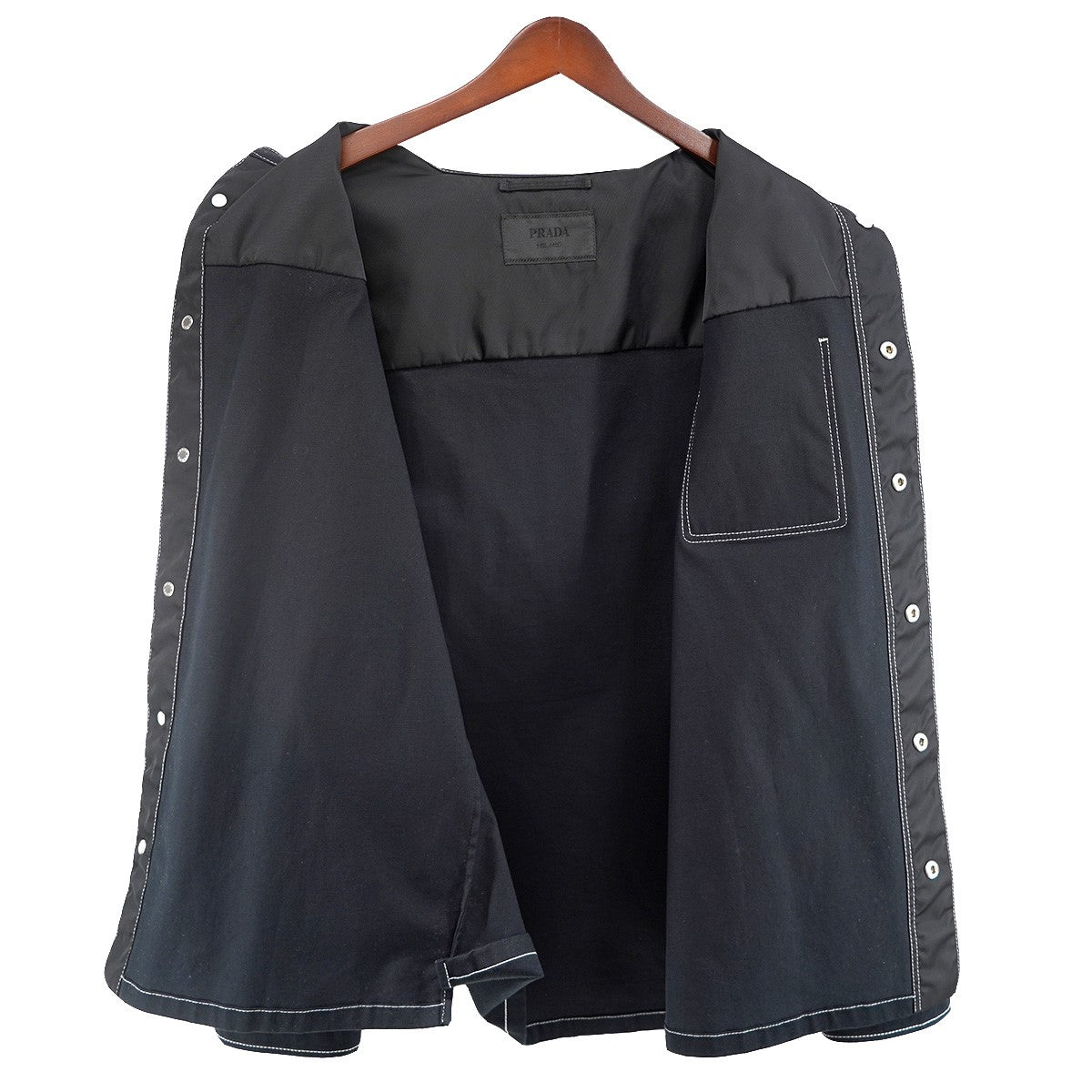 PRADA 23AW Stretch cotton shirtトライアングルプレート ロゴ コットン ギャバジン オーバーシャツ 古着・中古-5枚目のアイテム画像