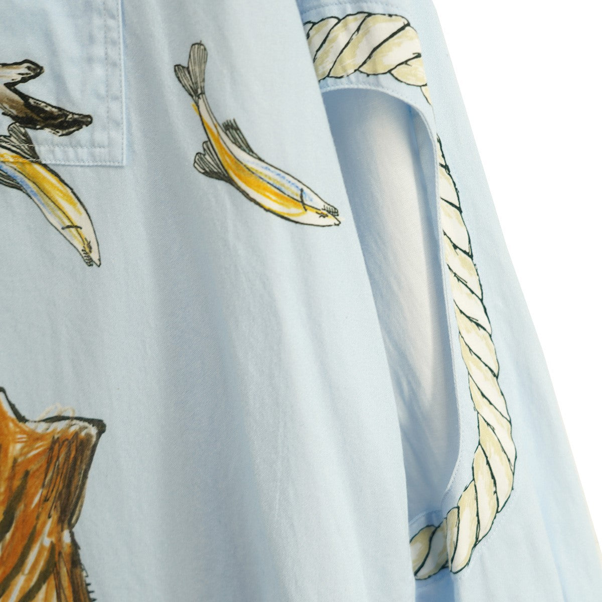 BURBERRY 21SS リカルド期 ランウェイコレクション Shark and Mermaid Print Cotton Shirtシャーク マーメイド グラフィック シャツ 古着・中古-4枚目のアイテム画像
