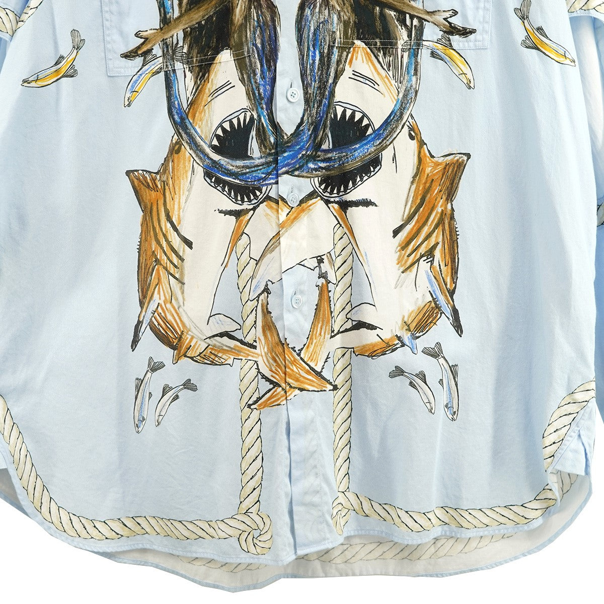 BURBERRY 21SS リカルド期 ランウェイコレクション Shark and Mermaid Print Cotton Shirtシャーク マーメイド グラフィック シャツ 古着・中古-5枚目のアイテム画像