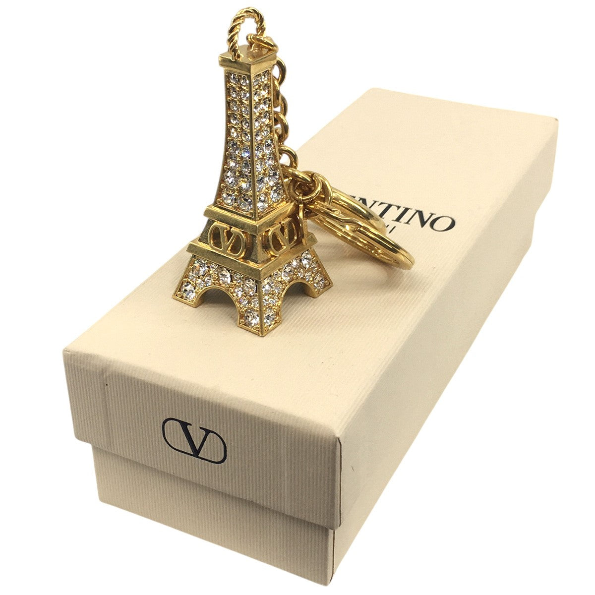 VALENTINO 25AW Chez Valentino Bag Charm With Key Ringシェ ヴァレンティノ エッフェル塔 キーリング付きバッグチャーム キーホルダー 古着・中古-1枚目のアイテム画像