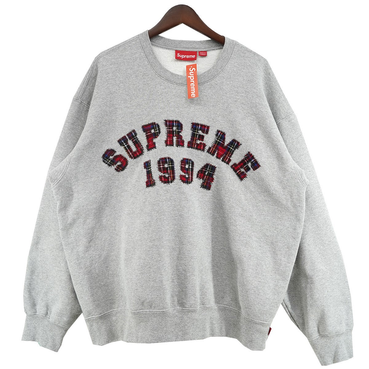 26SS Plaid Arc Crewneck Heather Greyプレイド チェック アーチ ロゴ クルーネック スウェット トレーナー