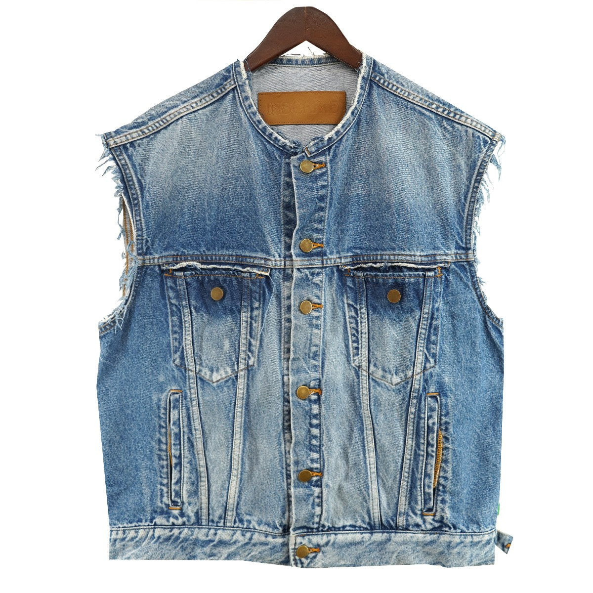 INSCRIRE 22SS Cut Off Trucker Jacketカットオフ トラッカー ジャケット デニム ノースリーブ スリーブレス ベスト 古着・中古-1枚目のアイテム画像