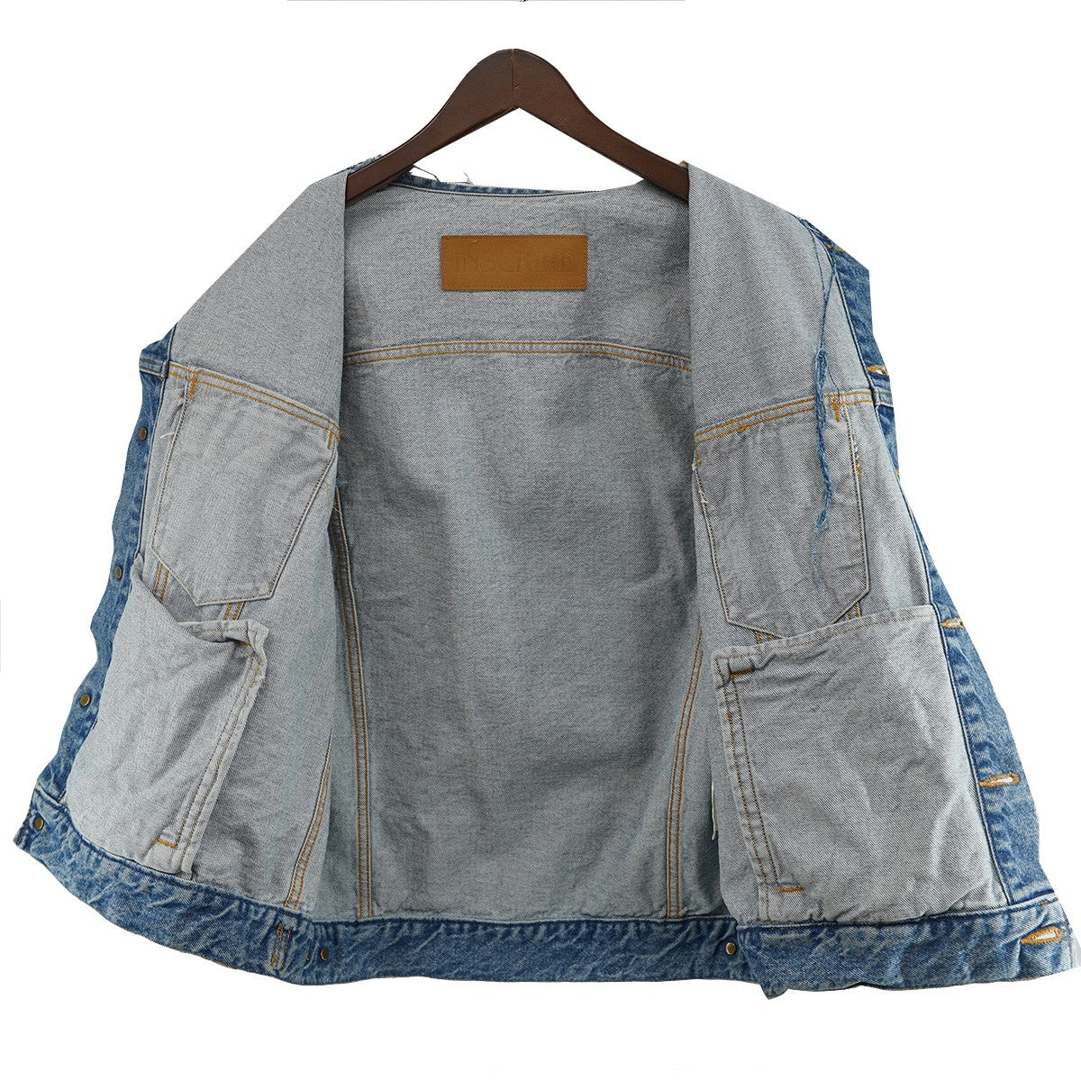 INSCRIRE 22SS Cut Off Trucker Jacketカットオフ トラッカー ジャケット デニム ノースリーブ スリーブレス ベスト 古着・中古-4枚目のアイテム画像
