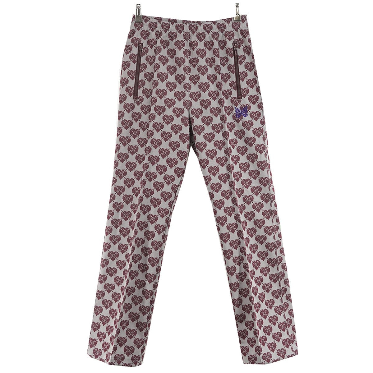 Needles 23AW Track Pant - Poly Jq． (Heart)ポリジャガード パピヨン アイコン刺繍 ハート柄 イージー トラックパンツ 古着・中古-1枚目のアイテム画像