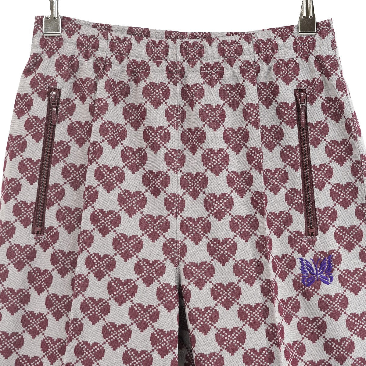 Needles 23AW Track Pant - Poly Jq． (Heart)ポリジャガード パピヨン アイコン刺繍 ハート柄 イージー トラックパンツ 古着・中古-2枚目のアイテム画像