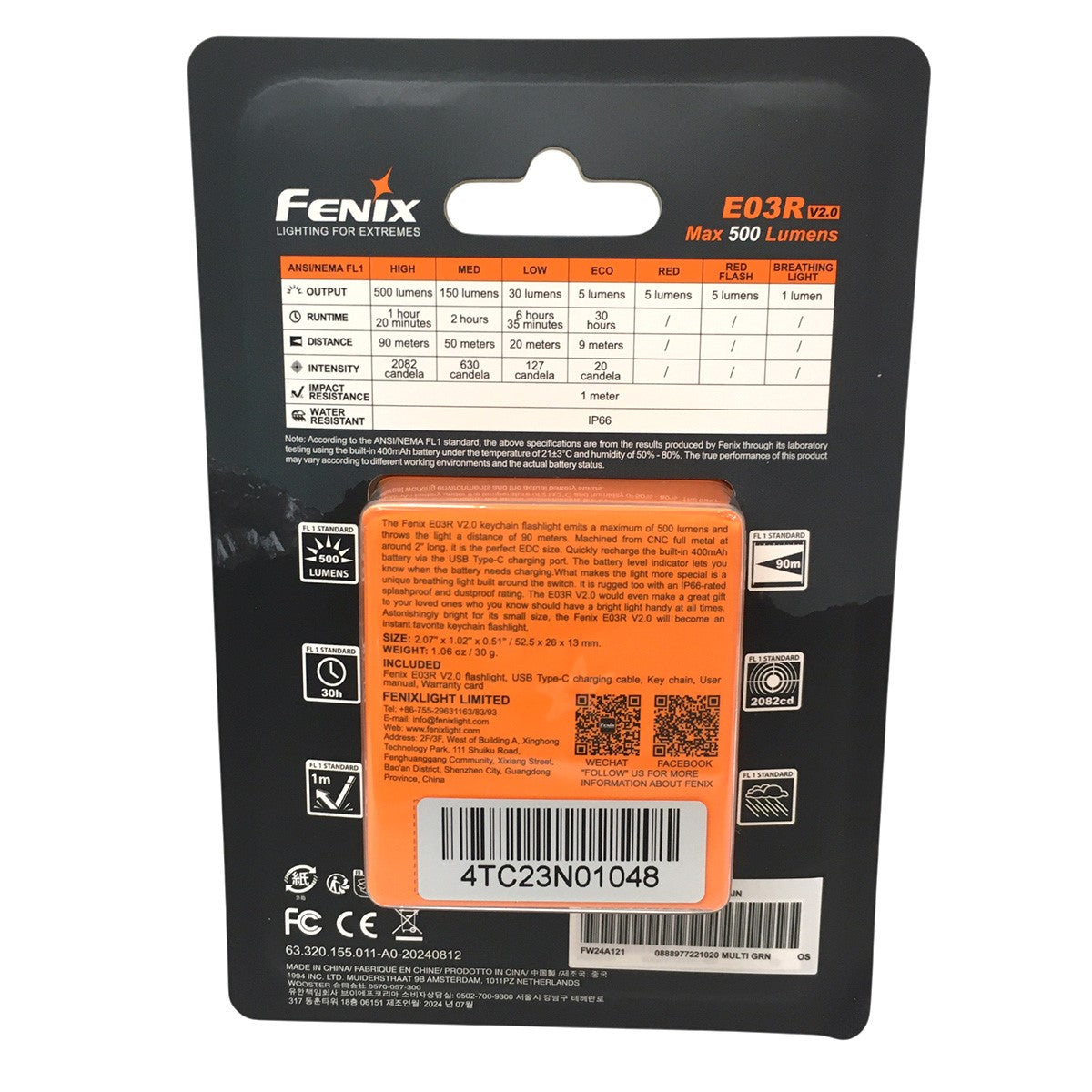 24AW Fenix E03R Flashlight Keychainフェニックス E03R フラッシュライト キーチェーン