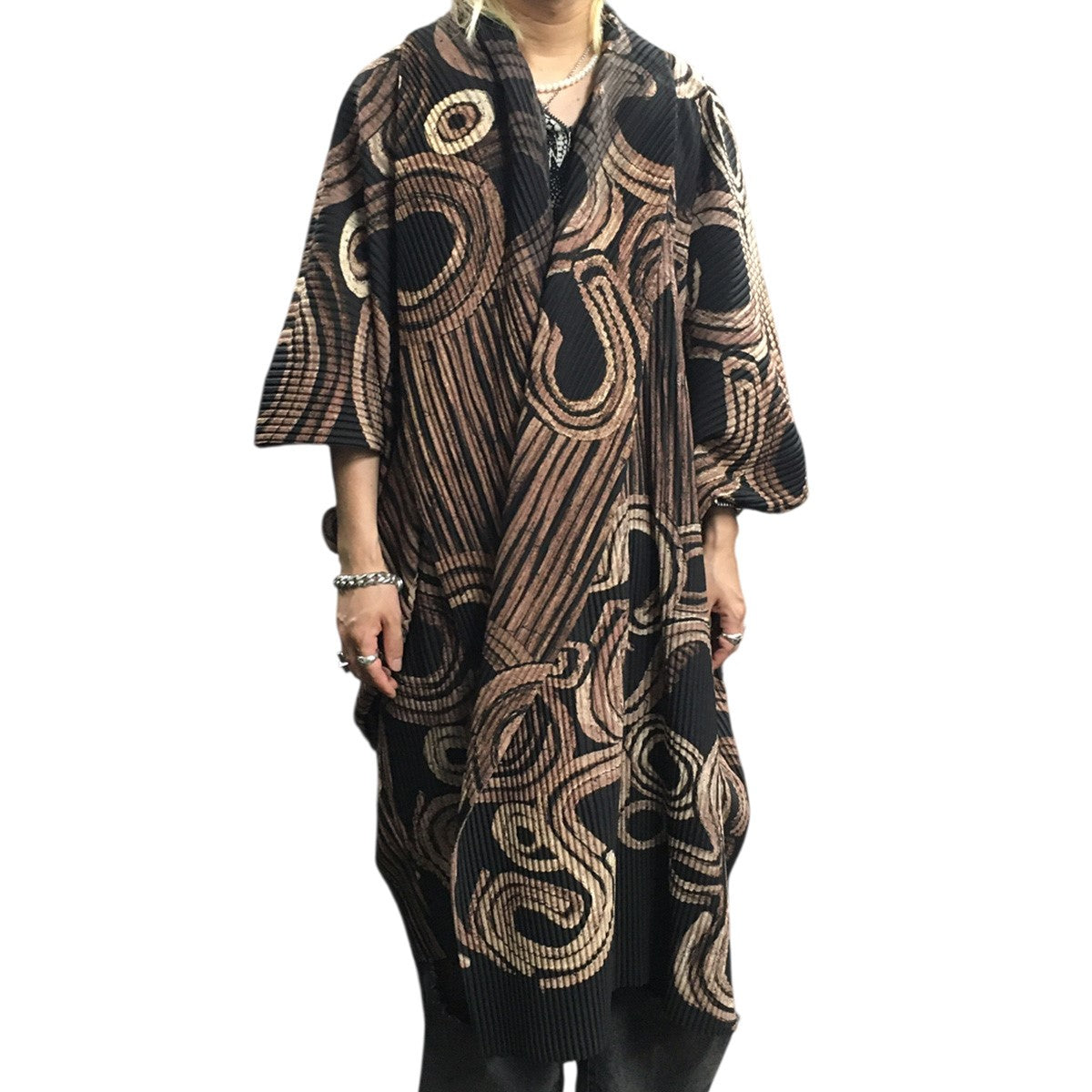 HOMME PLISSE ISSEY MIYAKE 17AW SUIEN Pleated Gown Coat粋円 プリーツ ロング 羽織 ガウンコート 古着・中古-2枚目のアイテム画像