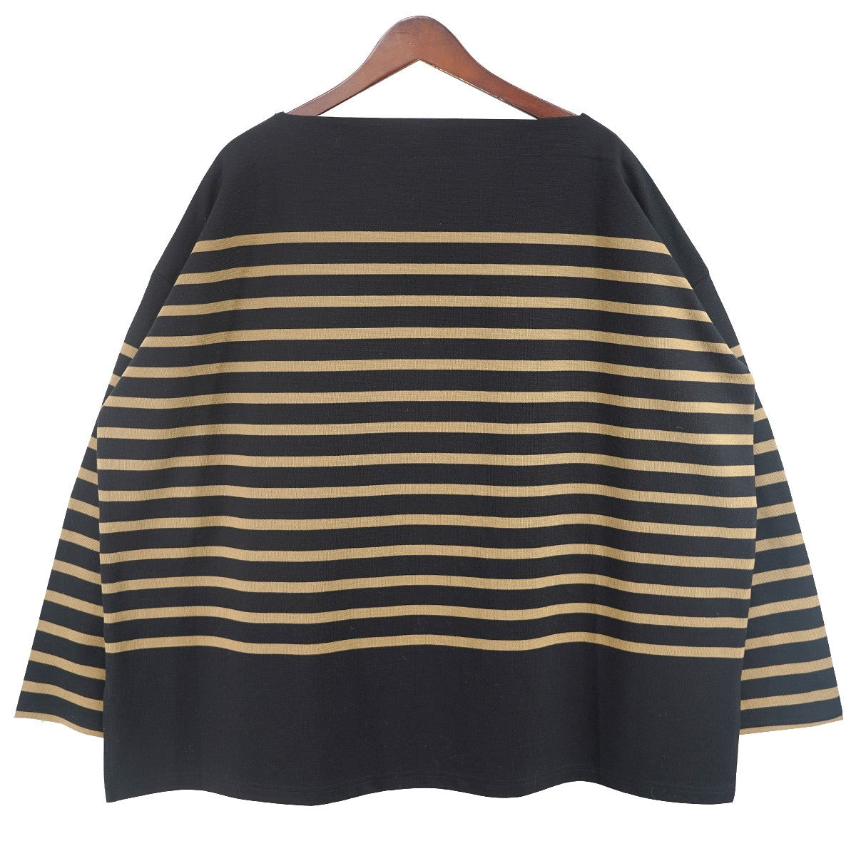 HYKE 26SS CROPPED BASQUE SHIRT(BLACK × BEIGE)ボーダー プルオーバー バスクシャツ 古着・中古-2枚目のアイテム画像