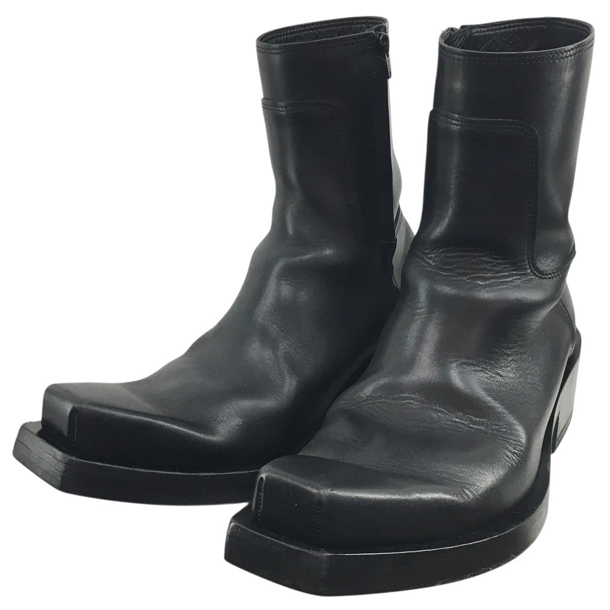 BALENCIAGA 23AW デムナ期 Santiago サンティアゴスクエアトゥ ボリュームソール サイドジップ レザー ブーツ シューズ 靴 古着・中古-2枚目のアイテム画像