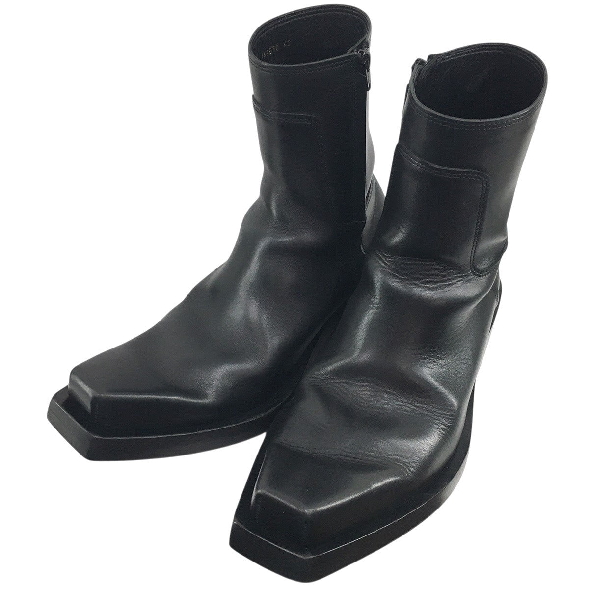BALENCIAGA 23AW デムナ期 Santiago サンティアゴスクエアトゥ ボリュームソール サイドジップ レザー ブーツ シューズ 靴 古着・中古-3枚目のアイテム画像