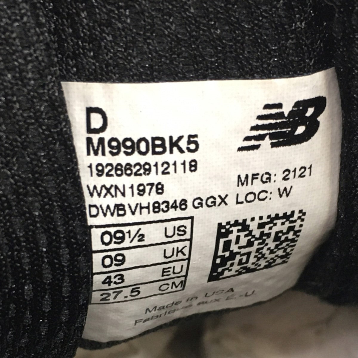 NEW BALANCE 990V5 M990BK5 スニーカー シューズ 靴 古着・中古-8枚目のアイテム画像