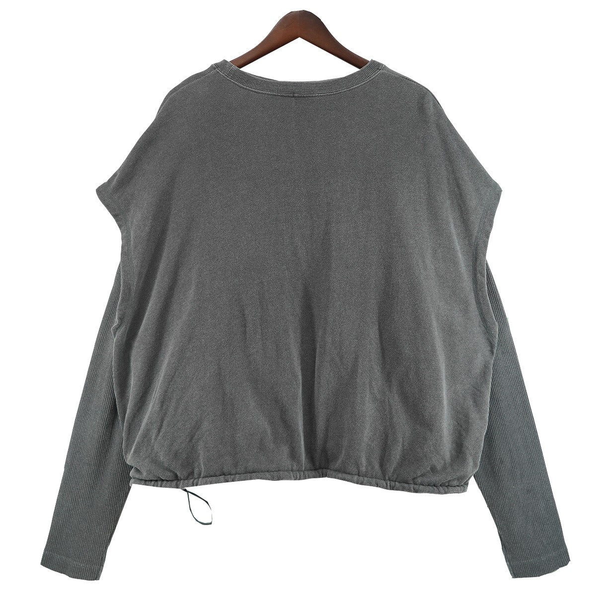 CONZ 24AW LAYERED LONG SLEEVE TEE ピグメント Vintage ヴィンテージ加工リブ 裾ドローコード ロングスリーブ フェイク レイヤード スウェット ロンT 古着・中古-2枚目のアイテム画像