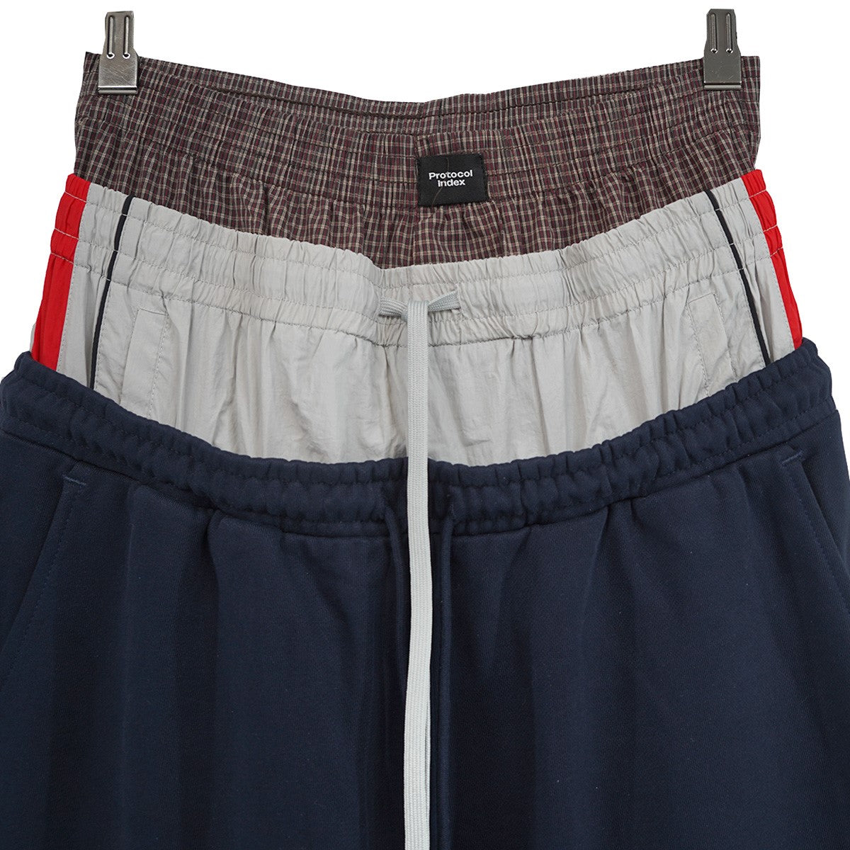 Protocol Index 26SS 3 LAYERED SWEATPANTS (EXCLUSIVE) ／ NVYトリプル レイヤード タイポグラフィ ワッペン ワイド バギー イージー スウェットパンツ 古着・中古-3枚目のアイテム画像