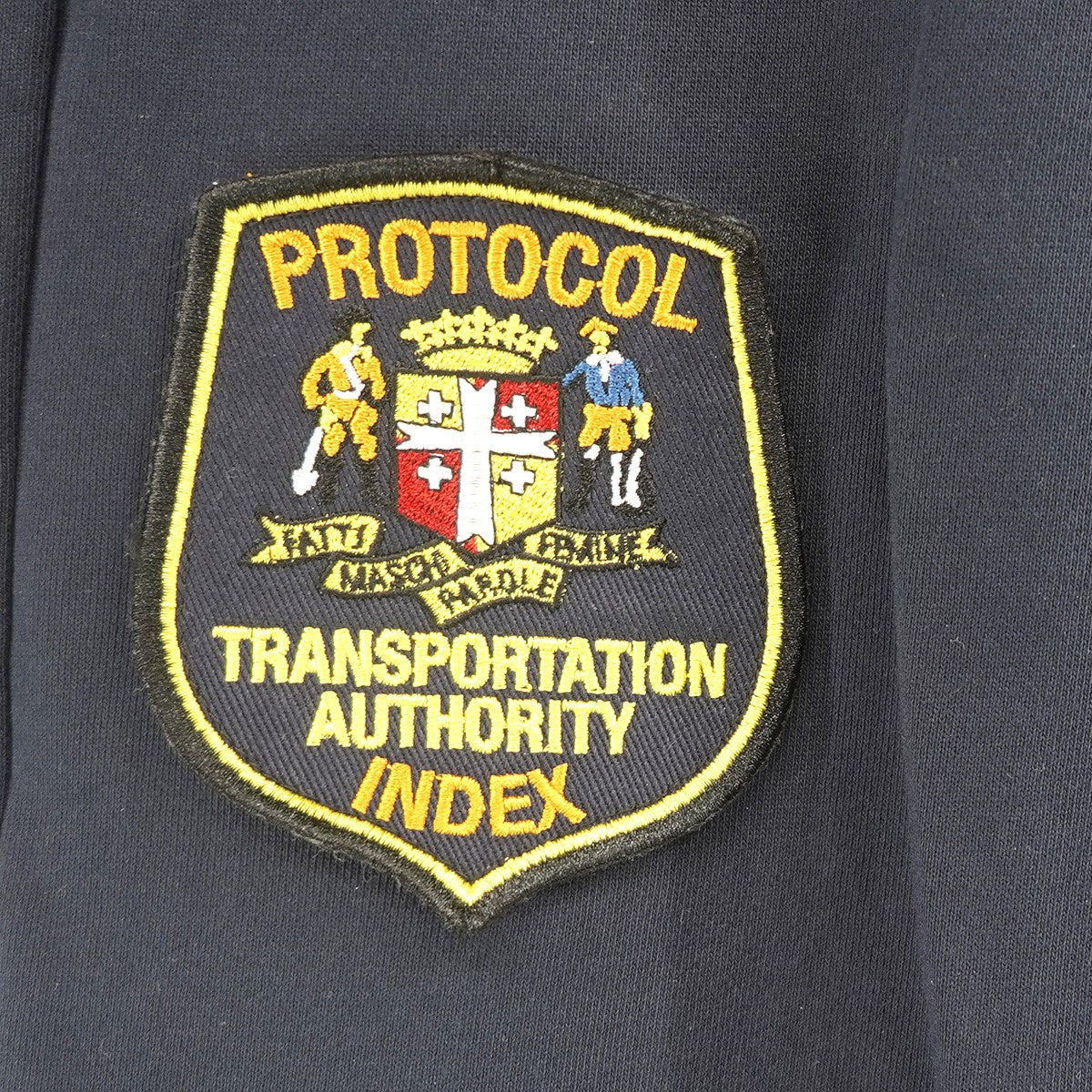 Protocol Index 26SS 3 LAYERED SWEATPANTS (EXCLUSIVE) ／ NVYトリプル レイヤード タイポグラフィ ワッペン ワイド バギー イージー スウェットパンツ 古着・中古-5枚目のアイテム画像