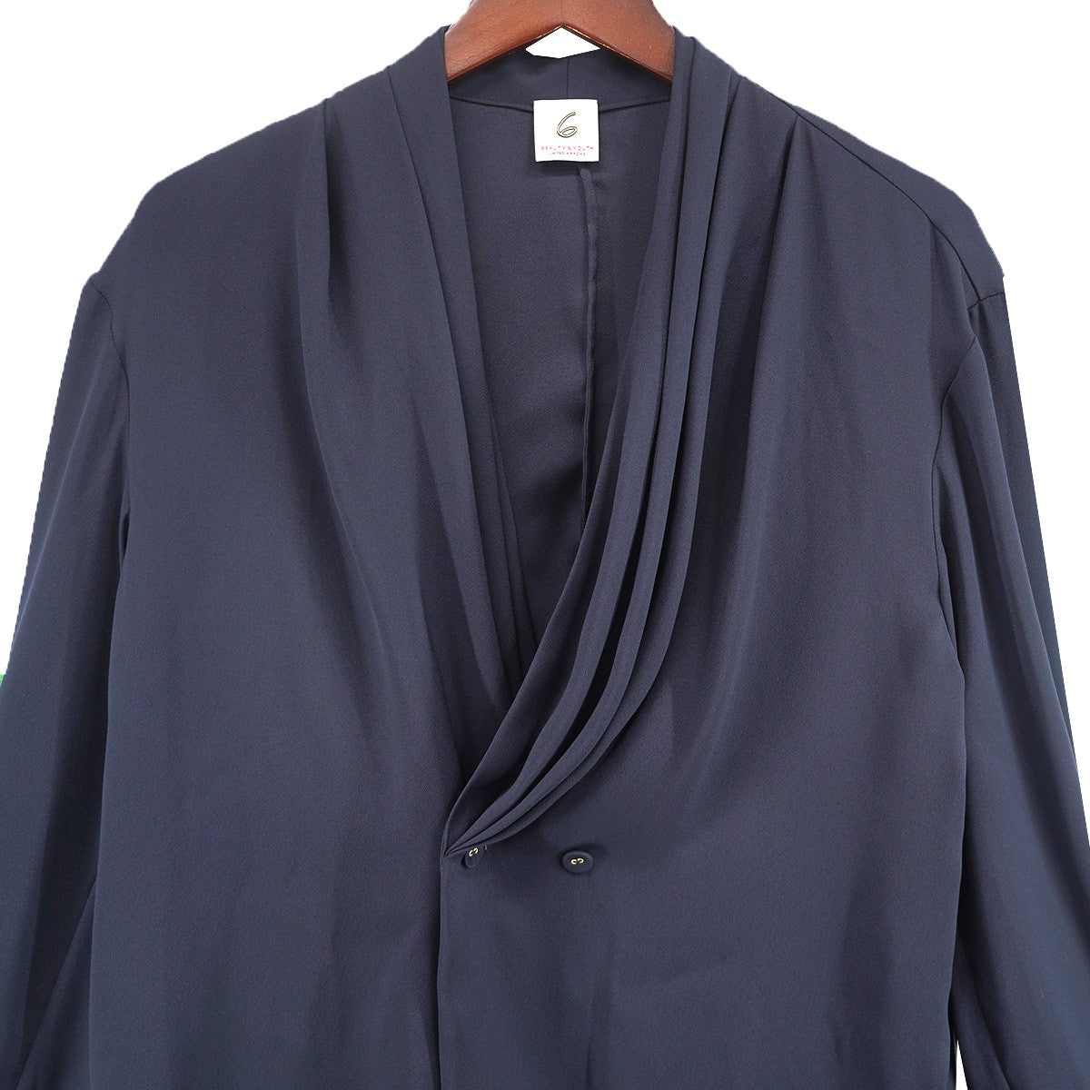 6(ROKU) BEAUTY＆YOUTH DRAPE BLOUSE ドレープ ギャザー ブラウスシャツジャケット 古着・中古-3枚目のアイテム画像