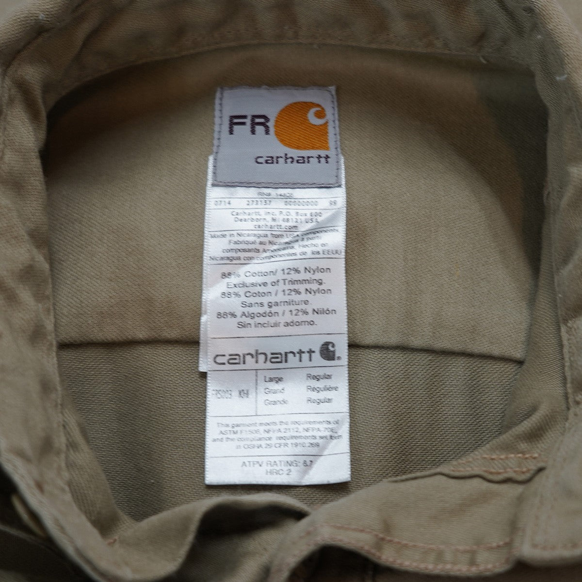 CarHartt Carhartt FR Lightweight Twill Shirt Flame-Resistantオールド 難燃性 FRシリーズ ツイル ワーク シャツ 古着・中古-6枚目のアイテム画像