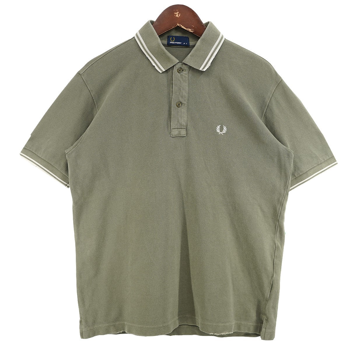 FRED PERRY VINTAGE CLASH PIQUE SHIRTヴィンテージ ダメージ加工 ローレルリース 刺繍 ティップライン ポロシャツ 古着・中古-1枚目のアイテム画像