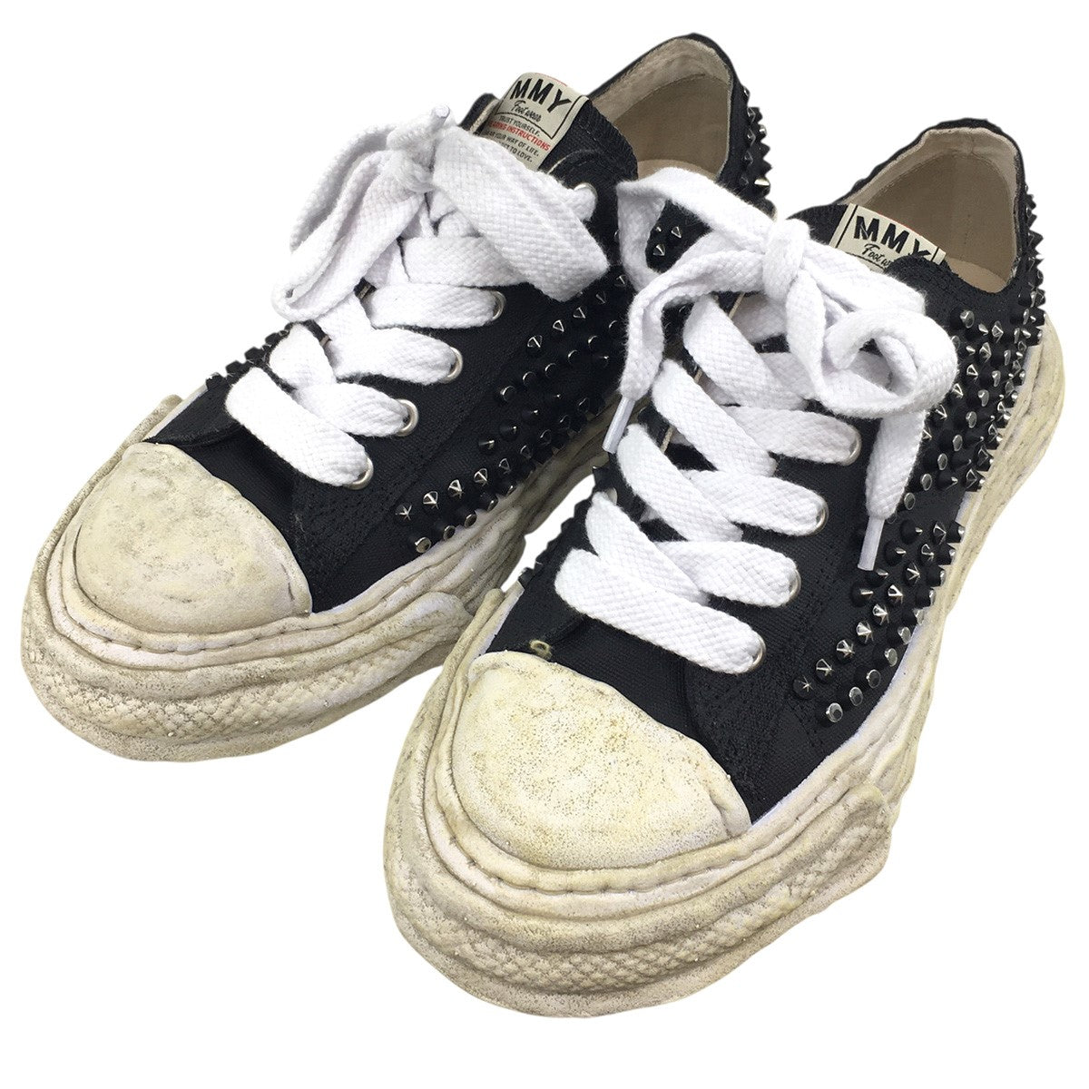 Maison MIHARA YASUHIRO PETERSON 23／ORIGINAL SOLE STUDDED PAINT CANVAS LOW-TOP SNEAKERヴィンテージ加工 スタッズ スニーカー シューズ 靴 古着・中古-2枚目のアイテム画像