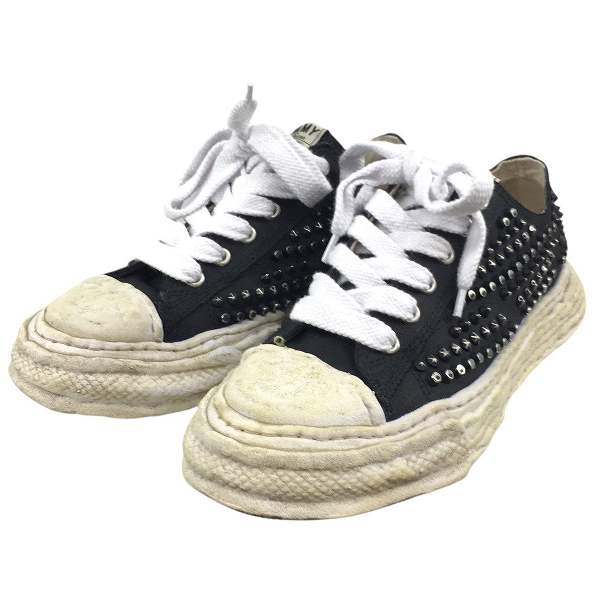 Maison MIHARA YASUHIRO PETERSON 23／ORIGINAL SOLE STUDDED PAINT CANVAS LOW-TOP SNEAKERヴィンテージ加工 スタッズ スニーカー シューズ 靴 古着・中古-3枚目のアイテム画像