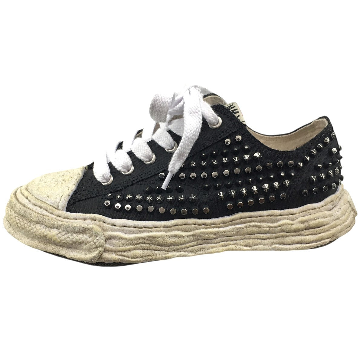 Maison MIHARA YASUHIRO PETERSON 23／ORIGINAL SOLE STUDDED PAINT CANVAS LOW-TOP SNEAKERヴィンテージ加工 スタッズ スニーカー シューズ 靴 古着・中古-4枚目のアイテム画像