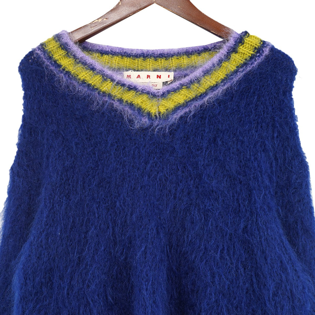 MARNI 23AW FUZZY WUZZY モヘア Vネック カレッジ ニット セーター 古着・中古-2枚目のアイテム画像