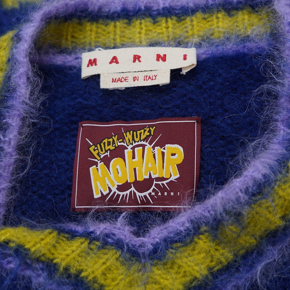 MARNI 23AW FUZZY WUZZY モヘア Vネック カレッジ ニット セーター 古着・中古-5枚目のアイテム画像