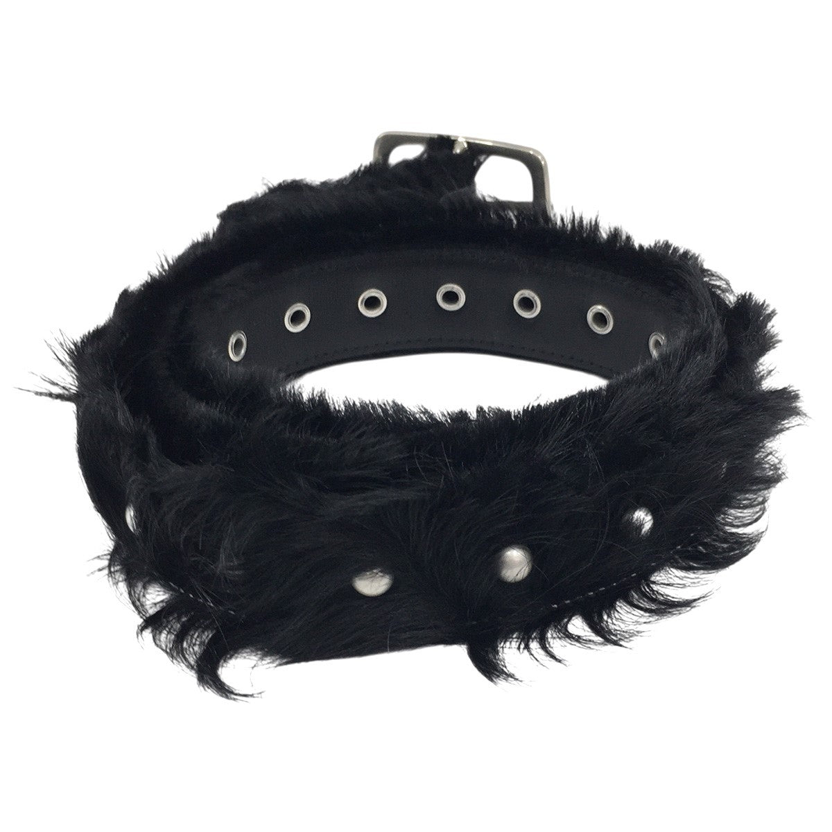 DRIES VAN NOTEN 23AW Calf Hair Studded Beltカーフヘア ハラコ メタル スタッズ ベルト 古着・中古-3枚目のアイテム画像