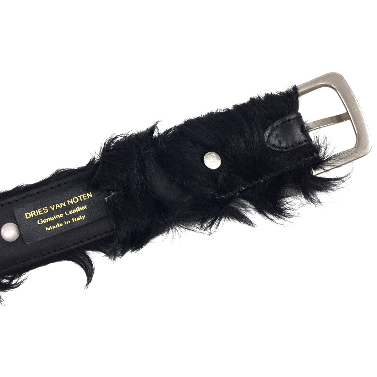 DRIES VAN NOTEN 23AW Calf Hair Studded Beltカーフヘア ハラコ メタル スタッズ ベルト 古着・中古-5枚目のアイテム画像