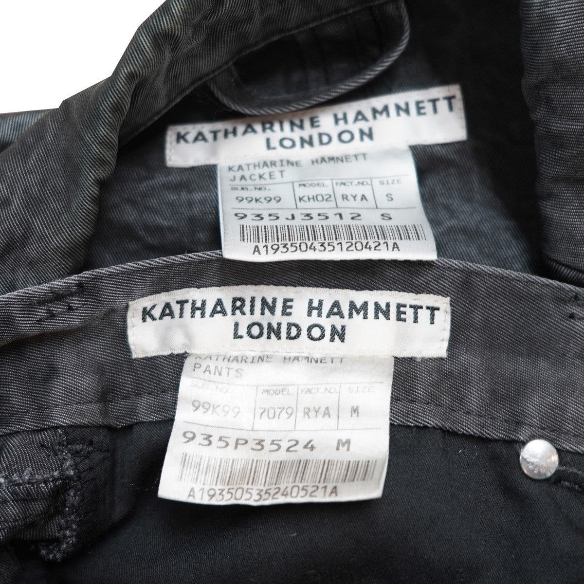 KATHARINE HAMNETT LONDON 00s 03AW オールド アーカイブ セットアップガーメントダイ 製品染め 加工 テーラード ジャケット ストレートパンツ 古着・中古-10枚目のアイテム画像
