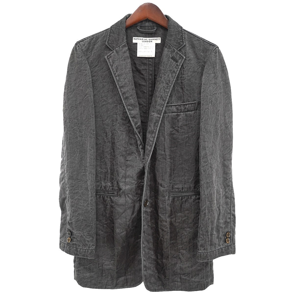 KATHARINE HAMNETT LONDON 00s 03AW オールド アーカイブ セットアップガーメントダイ 製品染め 加工 テーラード ジャケット ストレートパンツ 古着・中古-2枚目のアイテム画像
