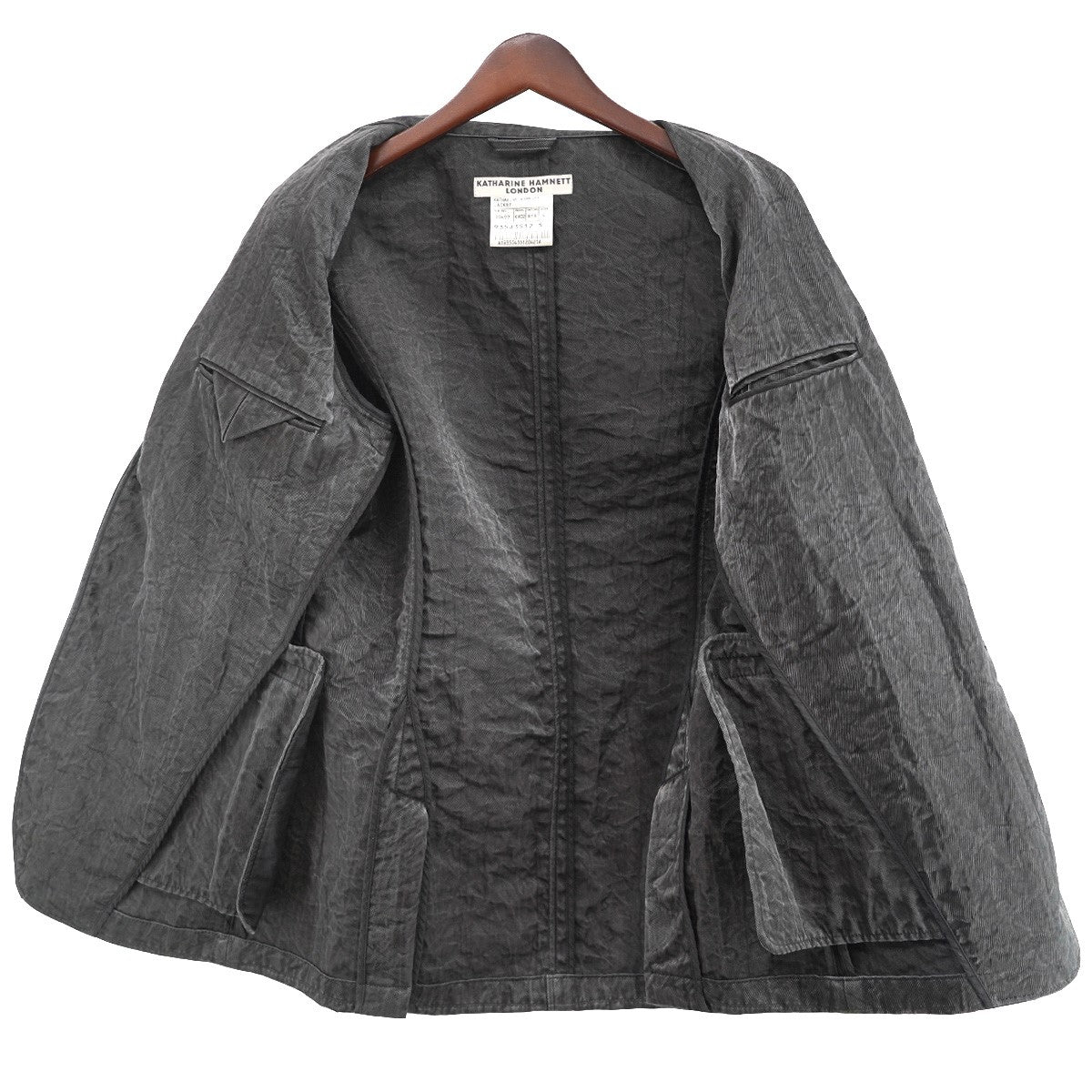 KATHARINE HAMNETT LONDON 00s 03AW オールド アーカイブ セットアップガーメントダイ 製品染め 加工 テーラード ジャケット ストレートパンツ 古着・中古-5枚目のアイテム画像