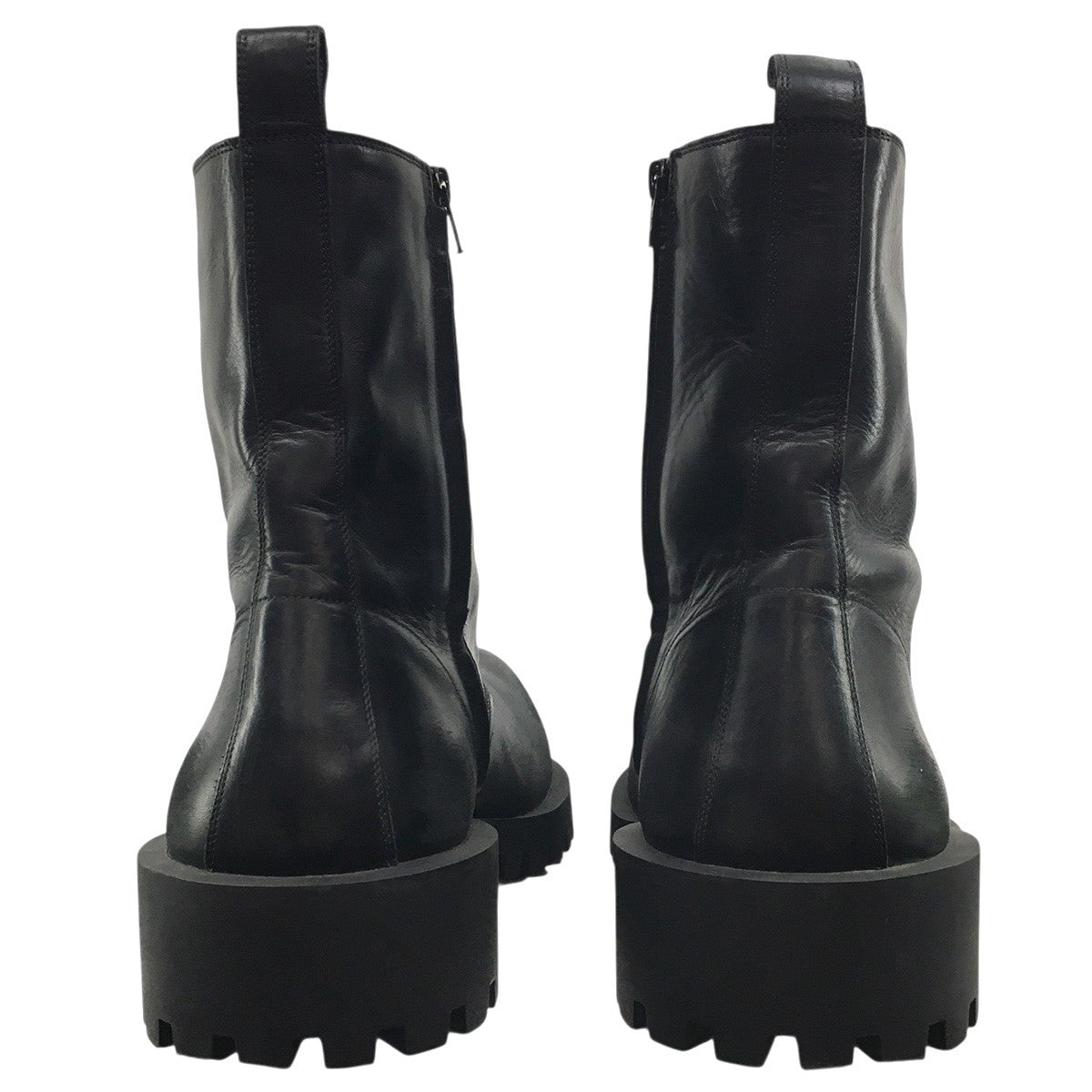 BALENCIAGA デムナ期 24AW Hummer Lace-Up Bootie チャーム付きVintage ヴィンテージ加工 ボリュームソール ハマー サイドジップ レザー ブーツ 靴 古着・中古-7枚目のアイテム画像
