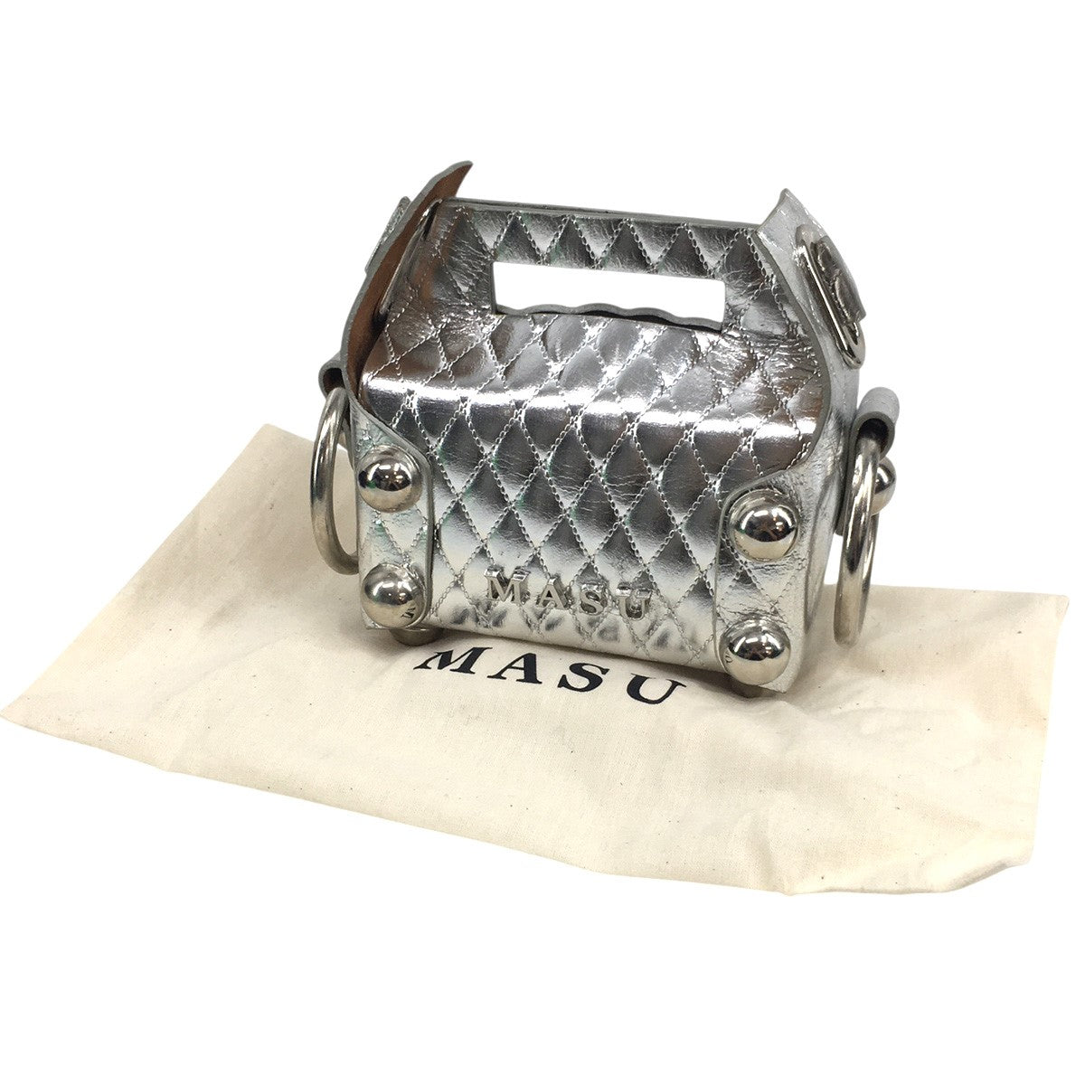 MASU 25AW LEATHER CAKE BAG PETIT箔加工 レザーケーキ ミニ プチ バッグ 鞄 古着・中古-1枚目のアイテム画像